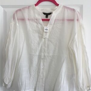 Banana Republic Factory Off White Sheer Button-Up Blouse